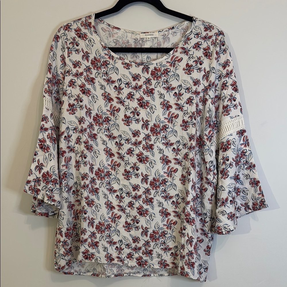 Anthropologie Pleione Print Bell Sleeve Top large